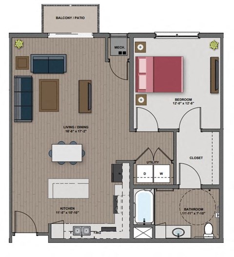a floor plan of a house with a bedroom and a bathroom at The Edison at Maple Grove, Maple Grove, MN